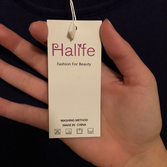 Navy Blue Long Sleeve Dress - Picture 2 of 4